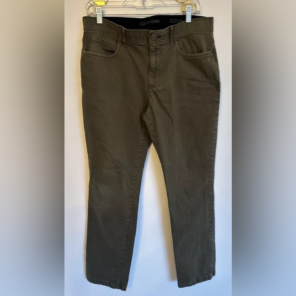 Calvin Klein Pants Mens Size 32x32 Infinite Flex Waist Slim Fit Green In Colour